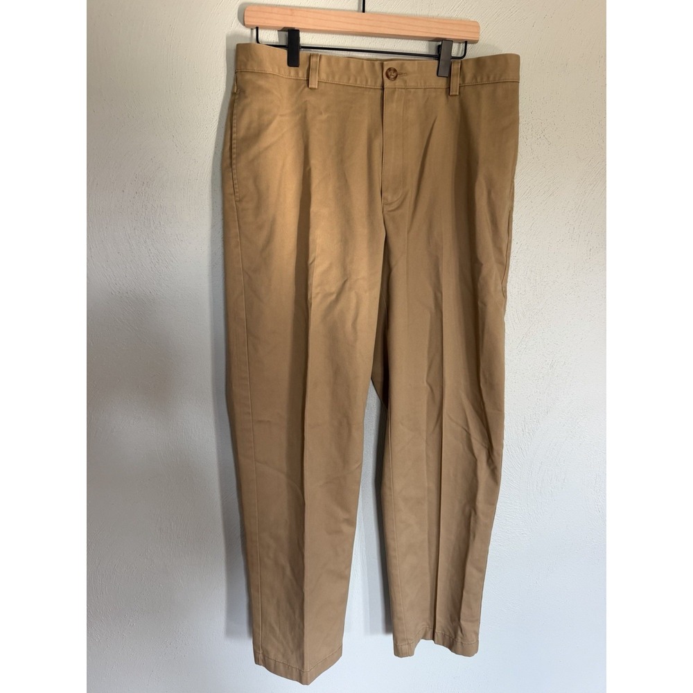 LL Bean Mens Chino Classic Fit Dress Pants Khaki Flat Front 34x30 212330